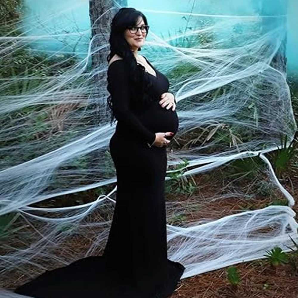Pregnant Slim Dress Off Shoulder Maxi Floor Length Formal Gown Elegant Women Materni Dresses For Photoshoot Baby ShowerXJ241213