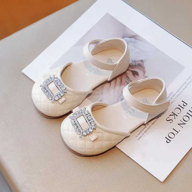 Sandals Summer Kids Shoes for Girls Sandals Fashion Girls Beach Sandals Princess Rhinestone Plaid Wedding Bridesmaid Shoes Baby G12291 H241213