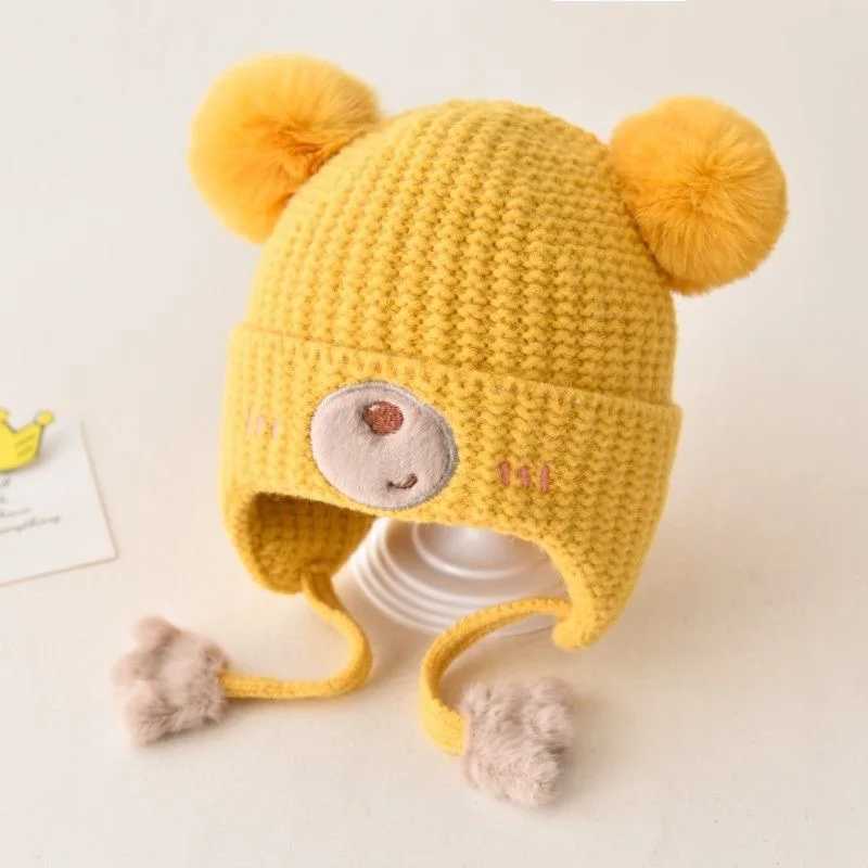 Baby Hat Autumn/Winter Cute Childrens Wool Hat Mens and Womens Baby Hats Ear Hoods Cotton Hat Windproof Boy W241213