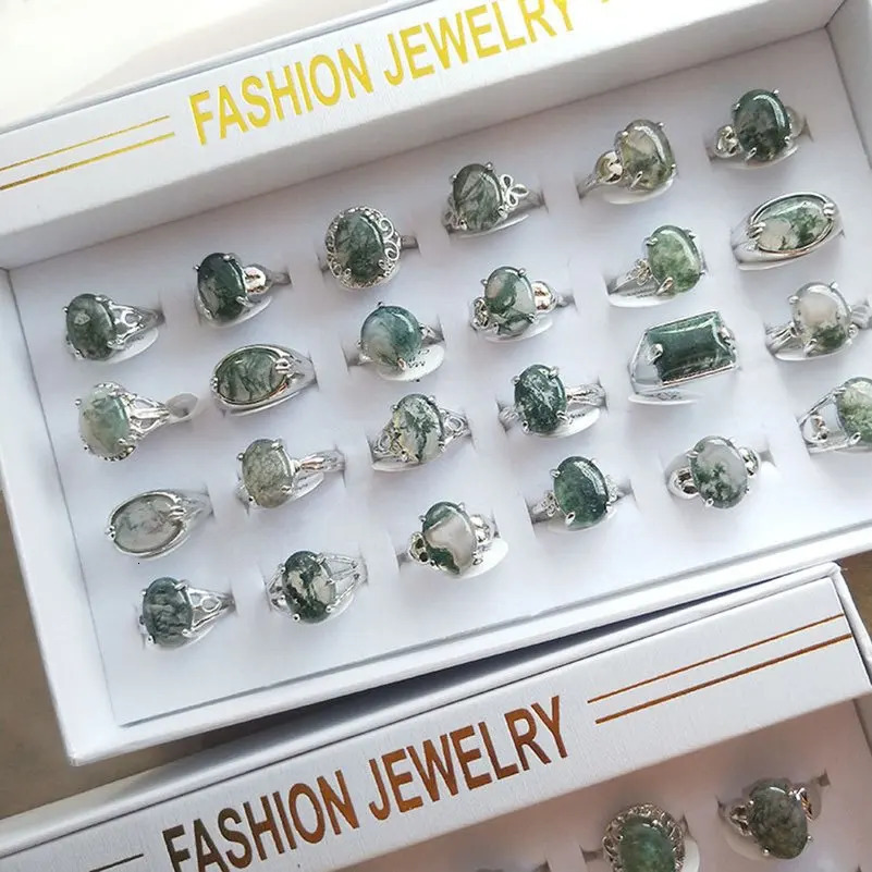 10pcs Mixed Fashion Natural Stone Rings For Women Girl Simple Vintage Finger Rings Accessories Bohemian Jewelry Wholesale 241214