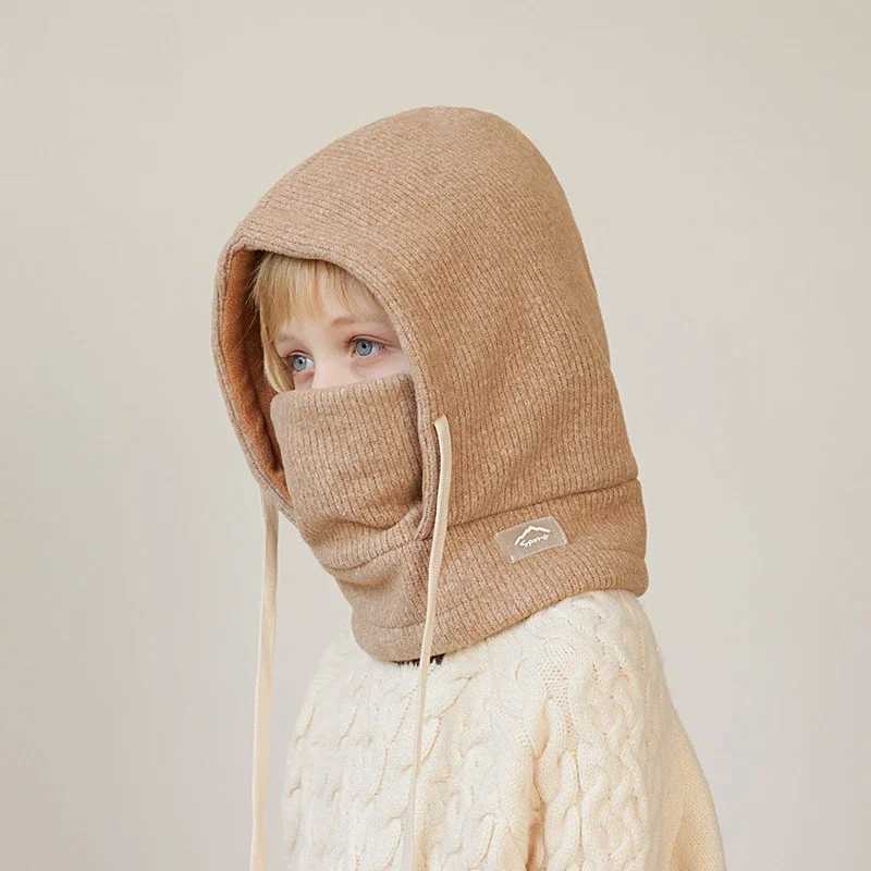 Winter childrens Balaclava hat windproof mask knitted Beanie hat boys and girls hat scarf Sd hat childrens wool hooded neck warm hat W241213