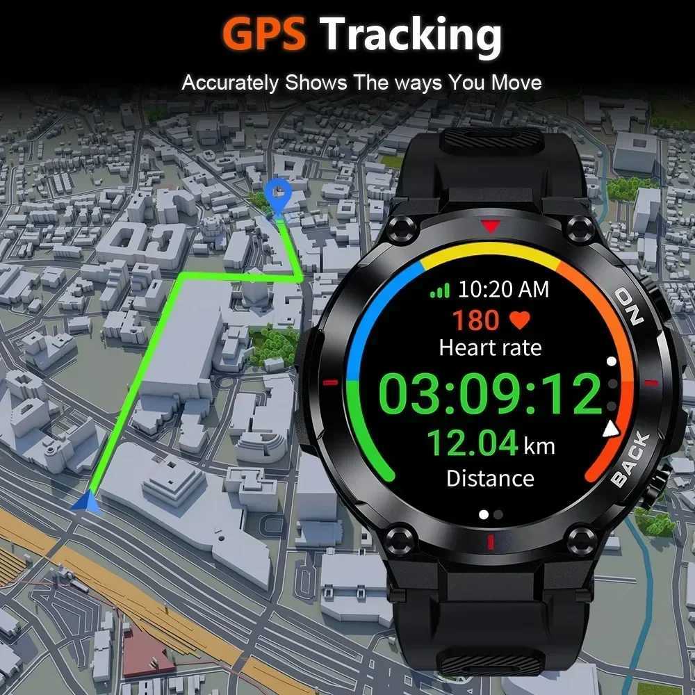 High Quality Military GPS Smart Watch Men HD Screen Heart Rate IP68 Waterproof Sports SmartWatch For Android IOS K37 Fitness Tracker O241213