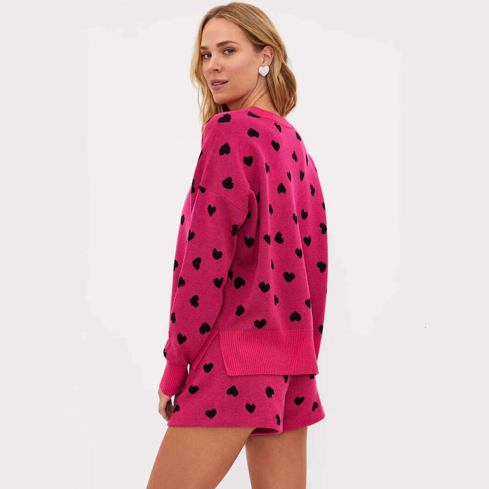 2025 New European and American TEMU Knitted Women's Loose Fashion Love Valentine's Day Sweater Women