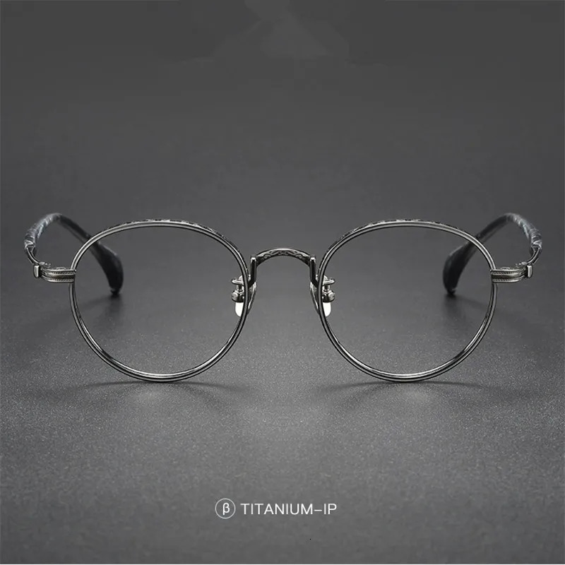 Japanese Pure Glasses Frame High Quality Retro Round ner Eyeglasses Frames Handmade Golden Spectacle Eyewear Gafas 241213
