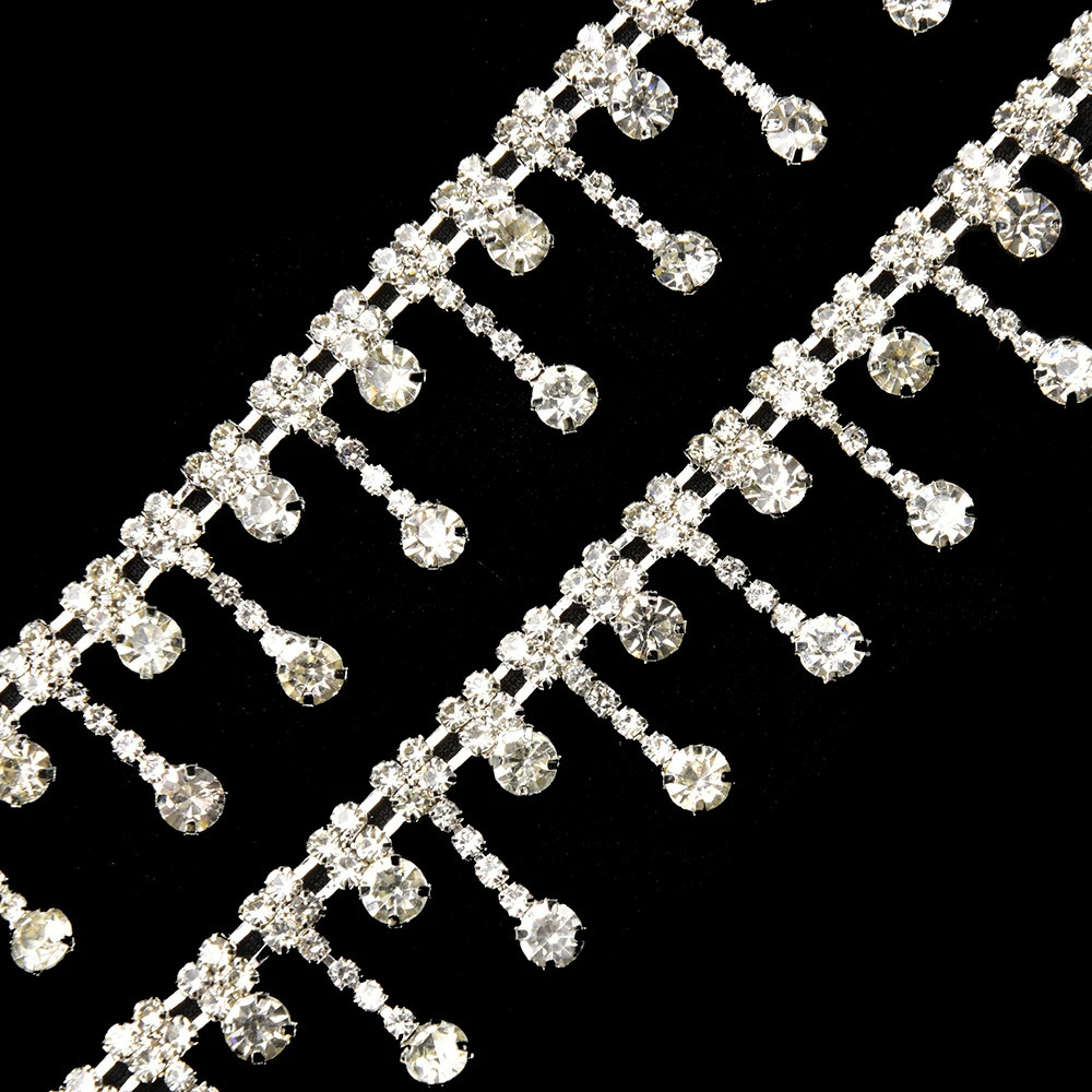 1 size sparkling tassel pendant with rhinestone decorative edge gold crystal metal chain used for dresses bags shoe accessories 241213
