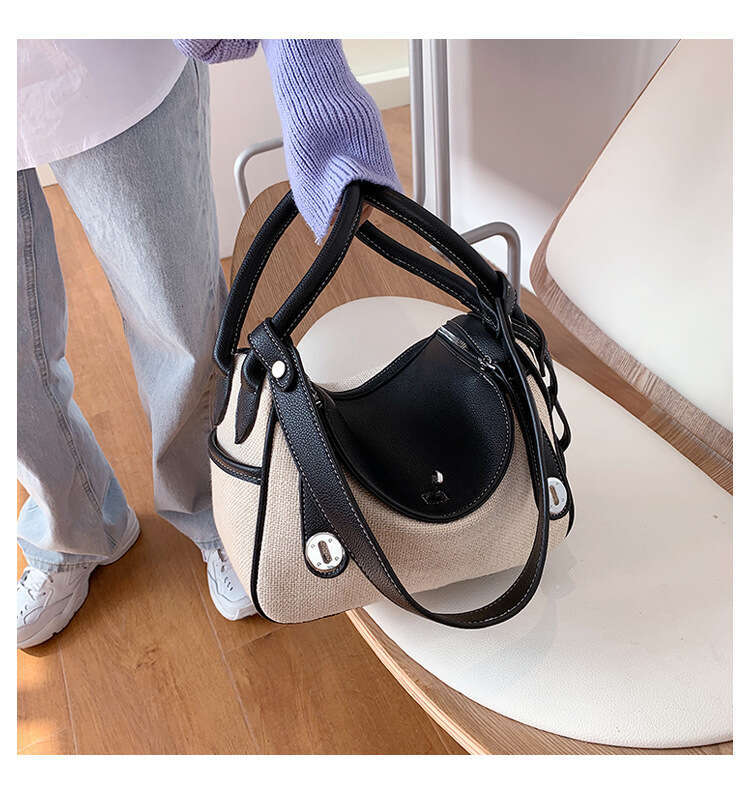 New Canvas Contrasting Color Hand-Held Pillow Bag With Niche Design, High-End Texture, Single Shoulder Crossbody Backpack