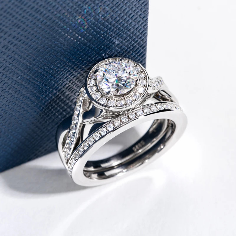 DEZO All S925 Silver Wedding Ring Sets for Women 10ct Main Stone Round Cut D Color GRA Certificate 241213