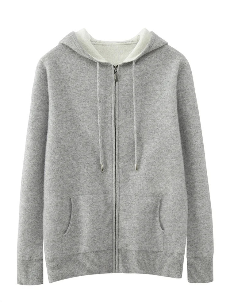 High Quality Autumn Winter Men Hooded Cashmere Sweater Long Sleeve Casual Loose Pullover 100% Merino Wool Knitwear Korean Tops 241209