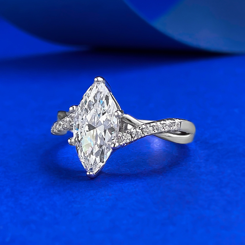 Choucong Brand New Wedding Rings Luxury Jewelry Handmade Genuine 100% S925 Sterling Silver Marquise Cut White Moissanite Diamond Elegant Women Engagem