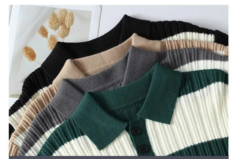 Mens Sweater High Quality Oversized Pullover y ner Striped Stylish Y2K Autumn Clothes Streetwear Korean Style Knitwear 241213