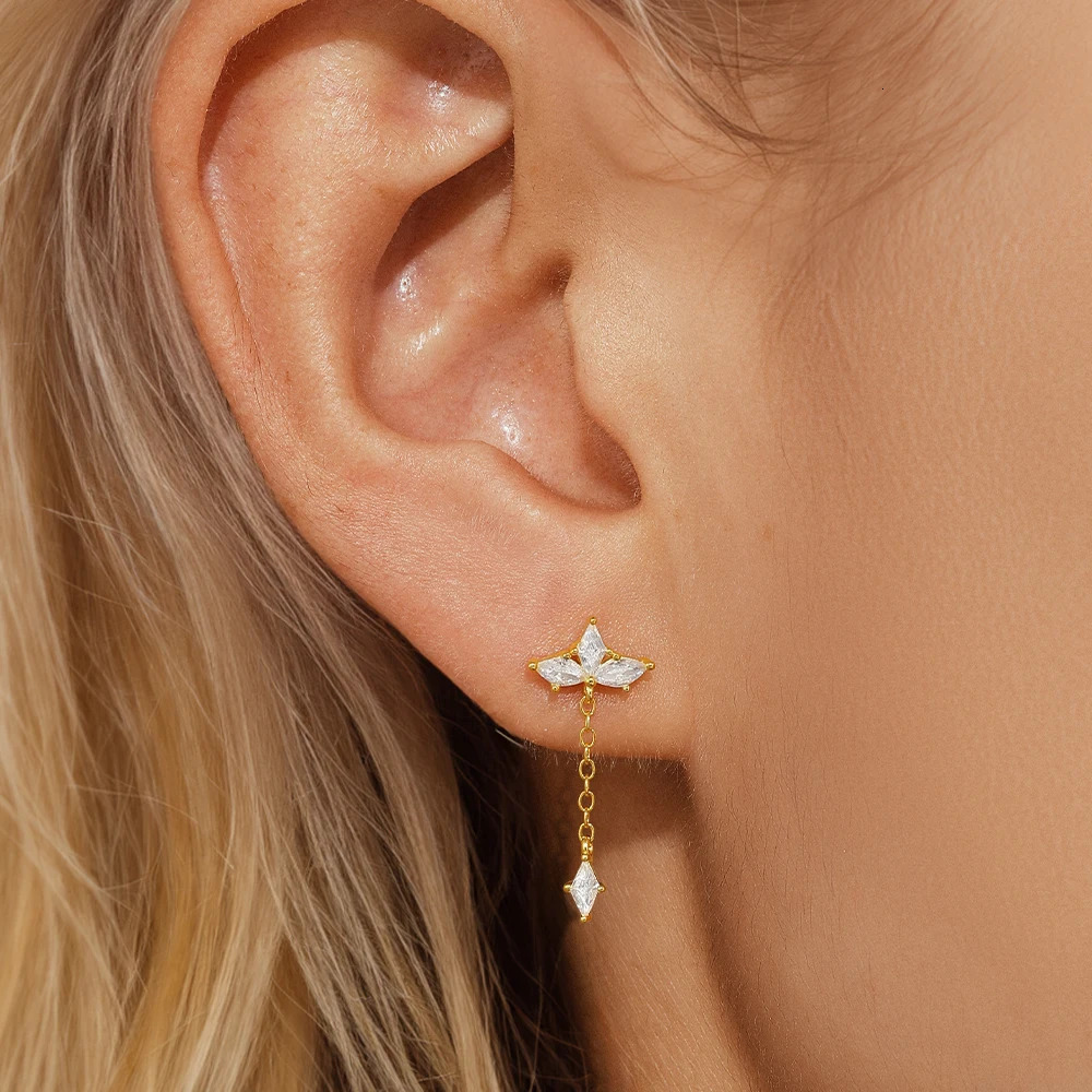 CANNER Trend S925 Sterling Silver Opal Zircon Star Flower Rainbow Piercing Stud Earrings For Women Fine Jewelry Gifts 241214