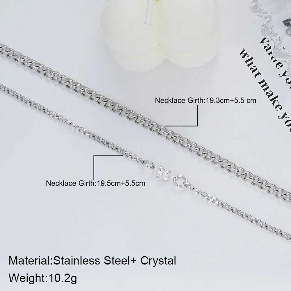 Simple Fashion Bracelets Jewelry Stainl Steel Bracelet Set for Couple Unisex Women Men r Crystal Heart Silvery ChainXJ241214