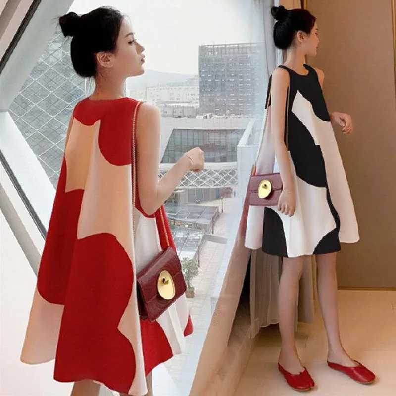 Materni Dress Summer Korean Version Loose Materni Dress Summer Long Holiday Pregnant Women Skirts Vestidos De FotografaXJ241213