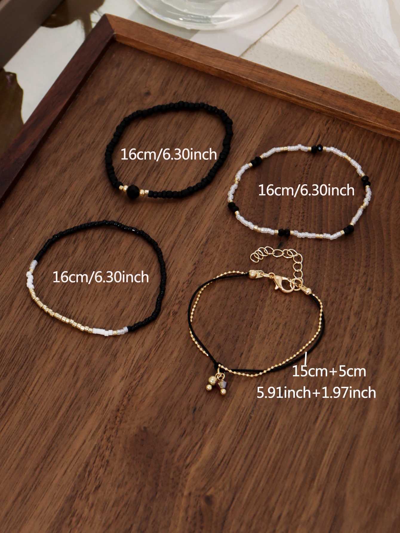Simple Bracelet Beads Handmade Black Glass Stone Bracelets For Women Boho La Jewelry Party Vacation Jewelry AccoriesXJ241214