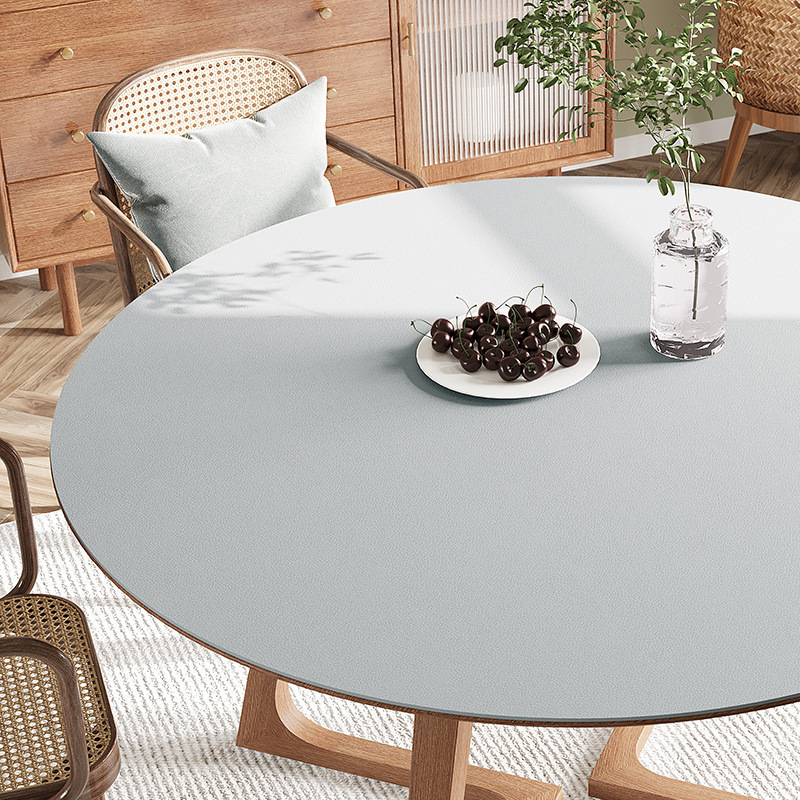 Solid Color Round Table Tablecloth, Waterproof And Oil Resistant Leather Table Cushion LN1242