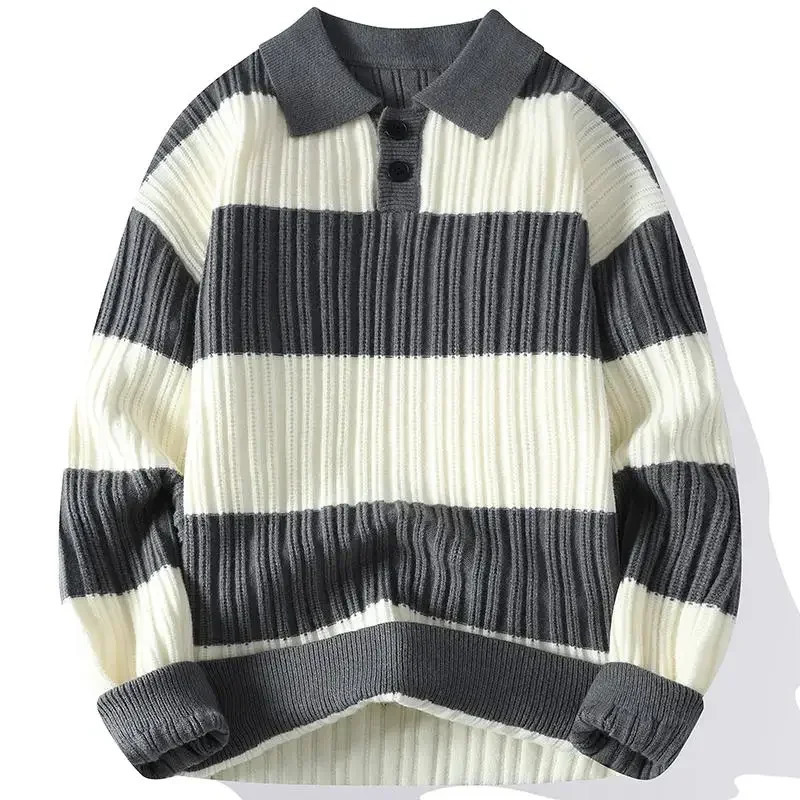 Mens Sweater High Quality Oversized Pullover y ner Striped Stylish Y2K Autumn Clothes Streetwear Korean Style Knitwear 241213