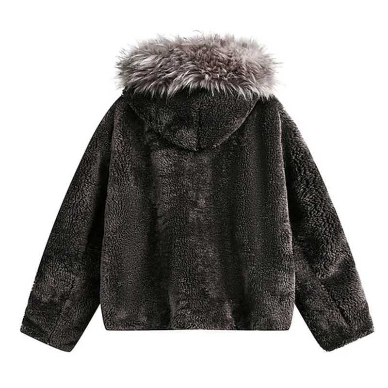 Mens detachable fur collar short fur silhouette hooded jacket personalized warmth 2024 winter cotton jacket 26554506 W241213