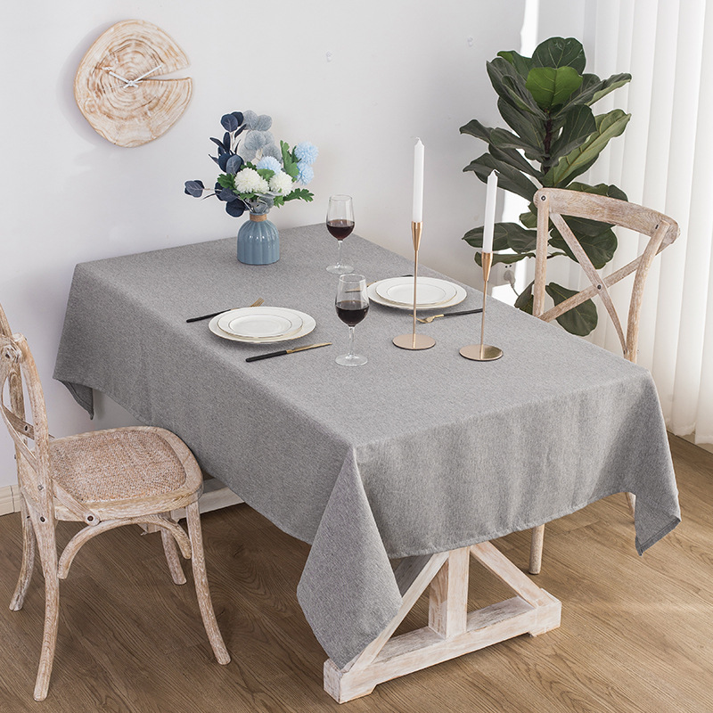 Solid Color Cotton Linen Tablecloth, Waterproof And Oil Resistant Rectangular Tablecloth LN1064