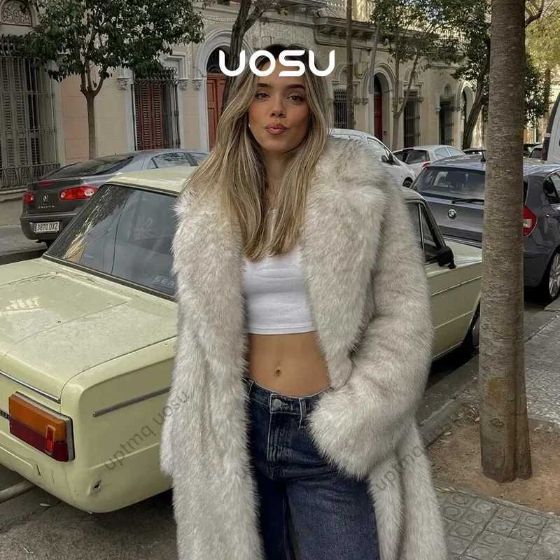 Luxury Fashion Brand Long Faux Fur Coat Women Winter Season Cozy Warm Outfits Fuzzy ic Vibe Parka Outwear vintage Jackets X241214