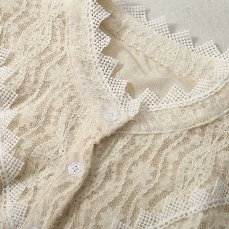 2025 Spring Materni Lace Dress Long Lantern Sleeve Ruffles Collar Pregnant Woman Basic Dresses Pregnancy Par Dress SweetXJ241213