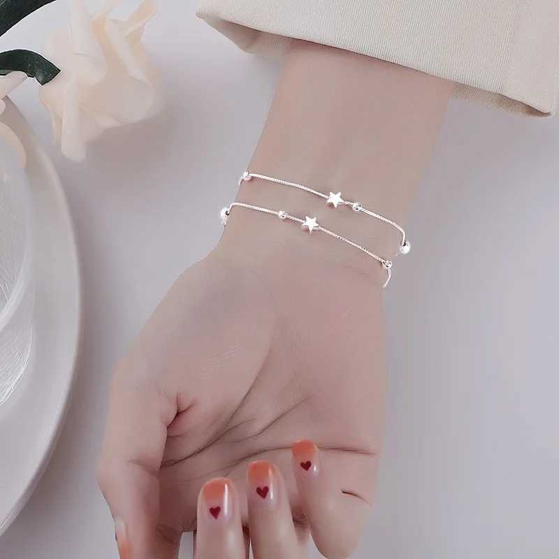Luxury 925 Sterling Silver Star Beaded Bracelets For Women Original Designer Double Layered Adjustable Bracelet Party JewelryXJ241214