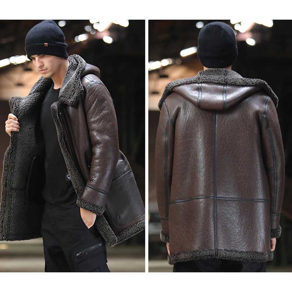 LUHAYESA Fashion Mens Sheepskin Coat Winter Thick Cover True Fur Clothing Brown Warm Wool Sheepskin Genuine Leather Coat W241213