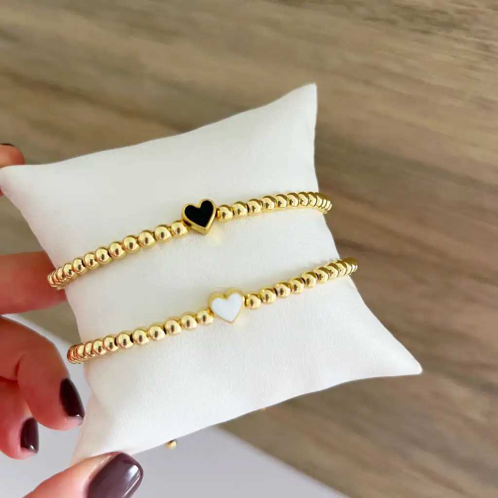 Go2boho Heart Charm 18K Gold Plated Beaded Bracelet Strand Stretch Women Jewelry Adjustabl High Quality Fashion Jewellery GiftXJ241214