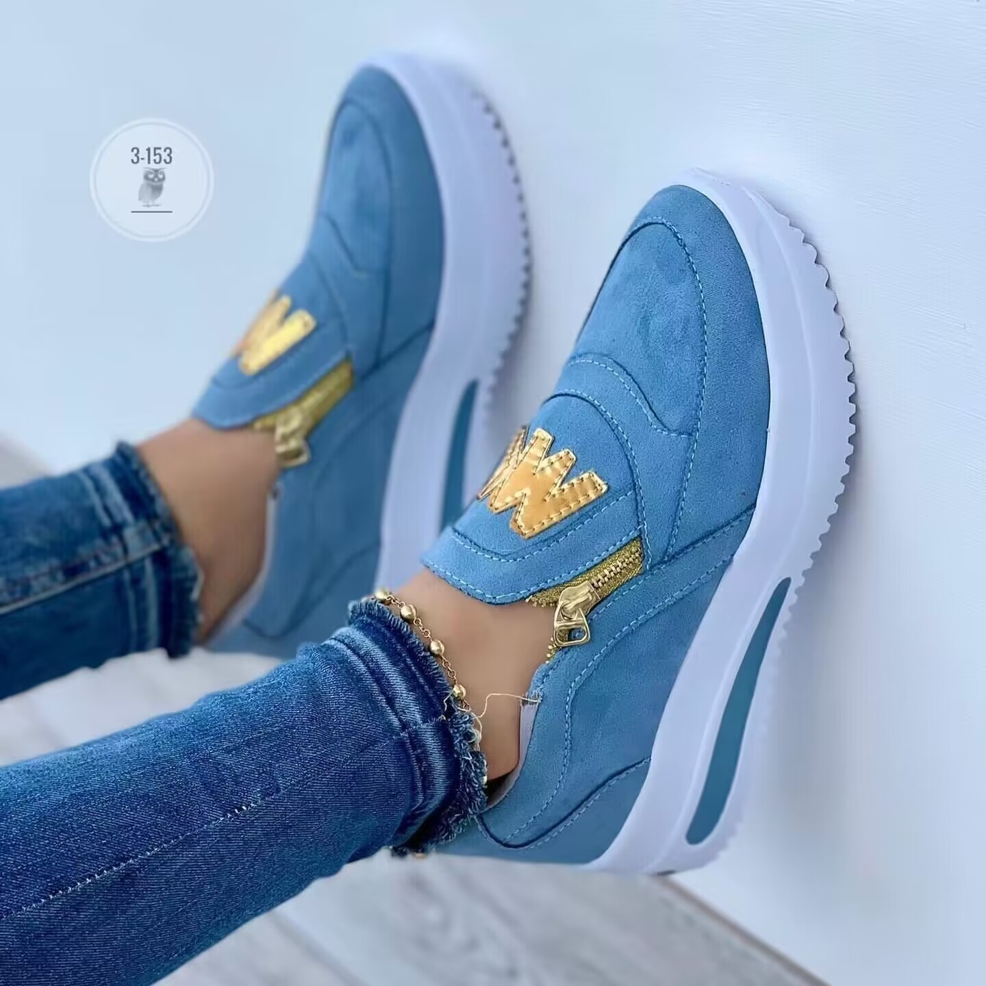 2025 free shipping shoes desihgner shoes for womens casual shoes white blue red black European and American Zipper Women's Sports Single Shoes