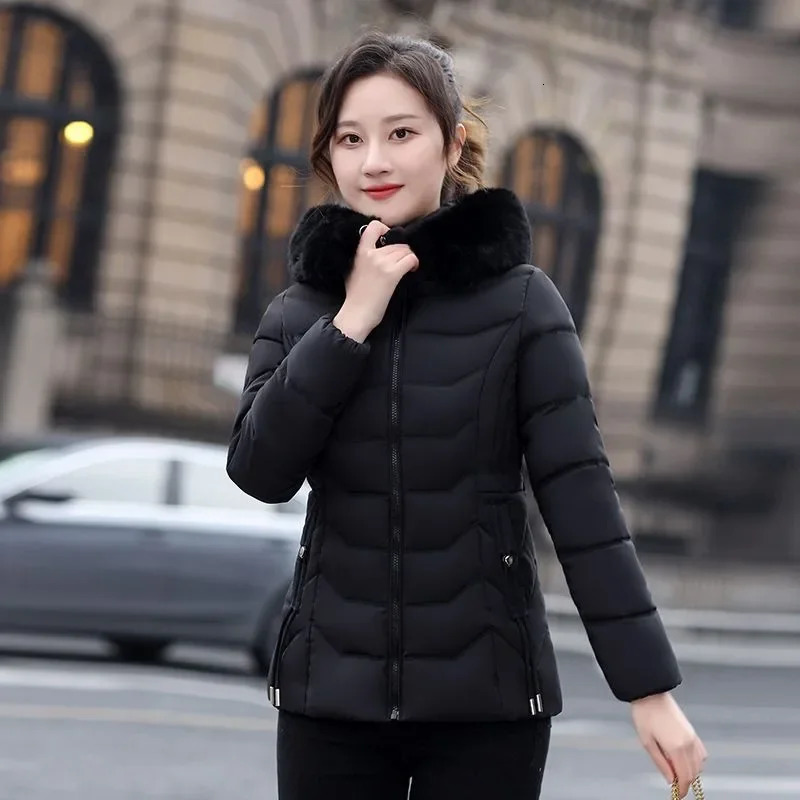 2024 winter jacket womens Parka fashion long coat wool lining hooded Parkas ultrathin with fur collar warm chiffon 241212
