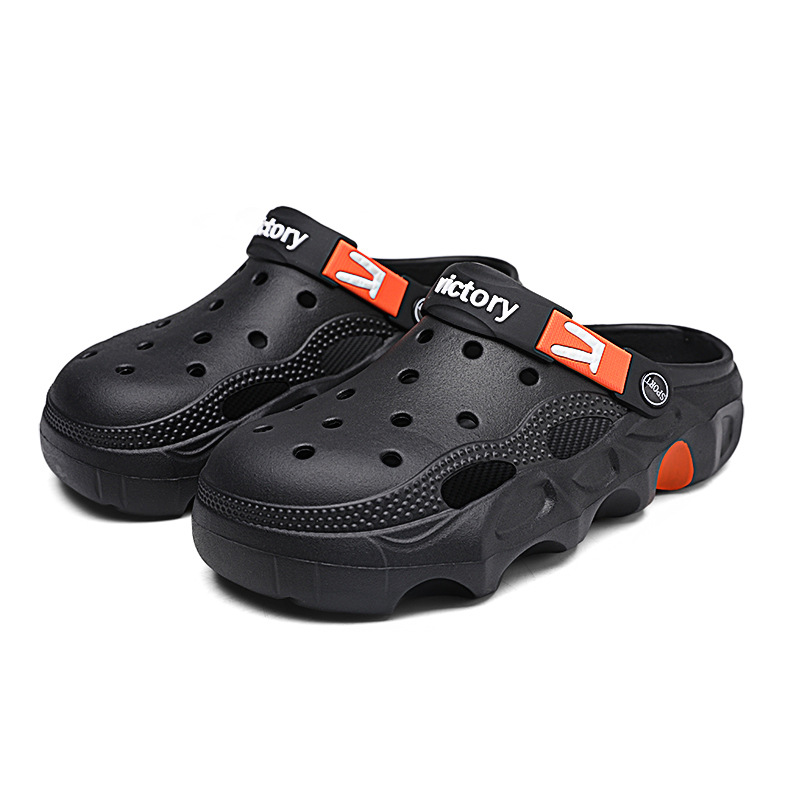 2025 hot free shipping slippers for mens Thick soled slippers black khaki grey Beach shoes half set travel slippers