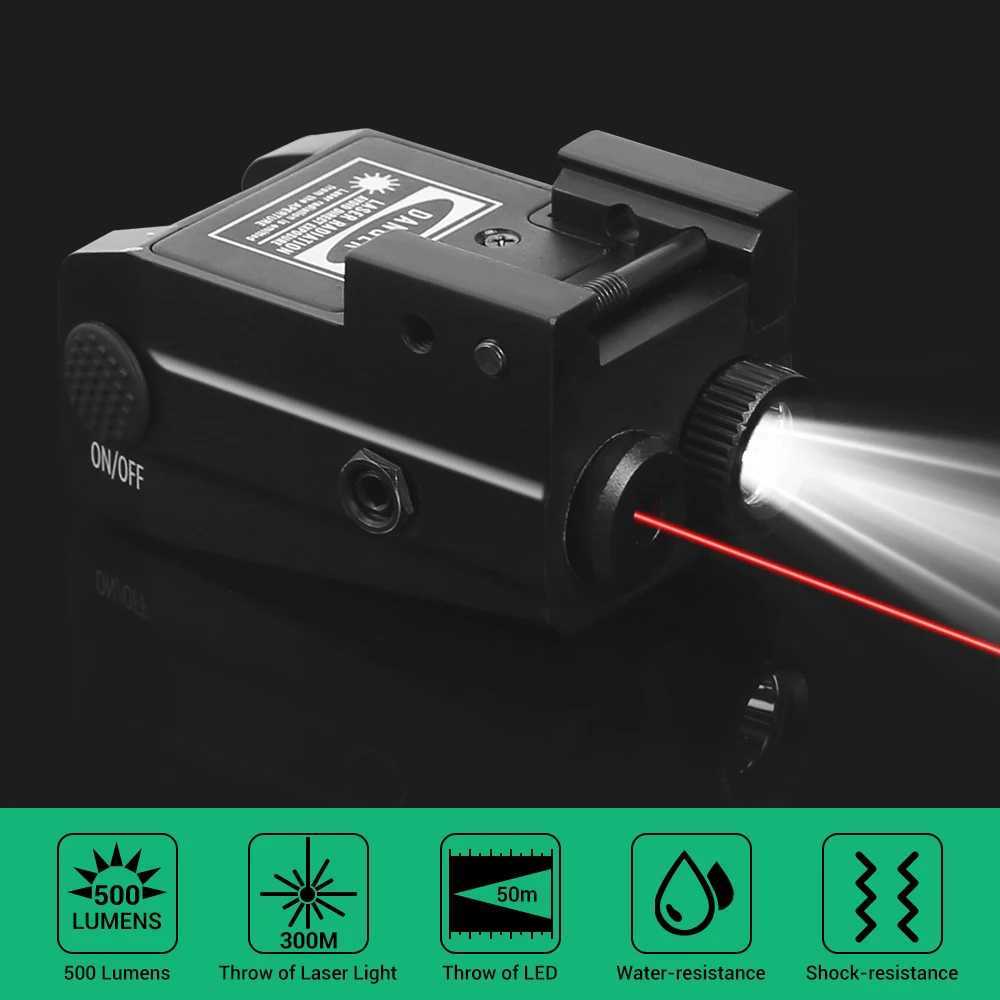 500 Lumens Weapon Gun Light Red Green Laser Pistol Light Combo USB Rechargeab D Flashlight for Picatinny Rail MoutXJ241214