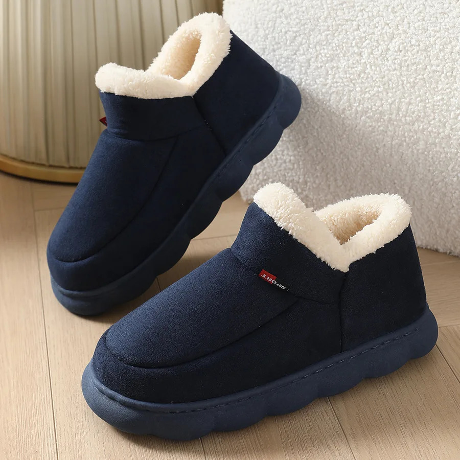 Litfun Warm Fluffy Men Cotton Shoes Outdoor Antiskid Fur Plush Fashion Winter Indoor Soft Sole Fuzzy House Slipper 241214