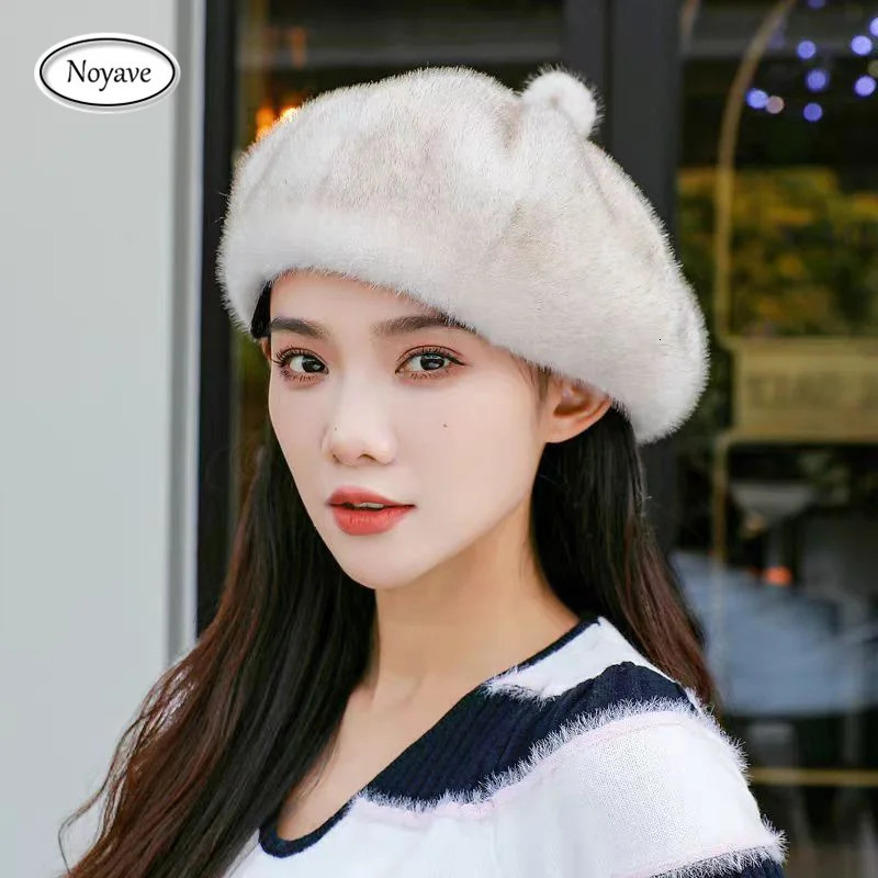 False Mink Fur Berets Hat Elegant Womens Winter Caps Fashion Artificial Fur Hats Knitted Warm False Mink Fur Hats 241214