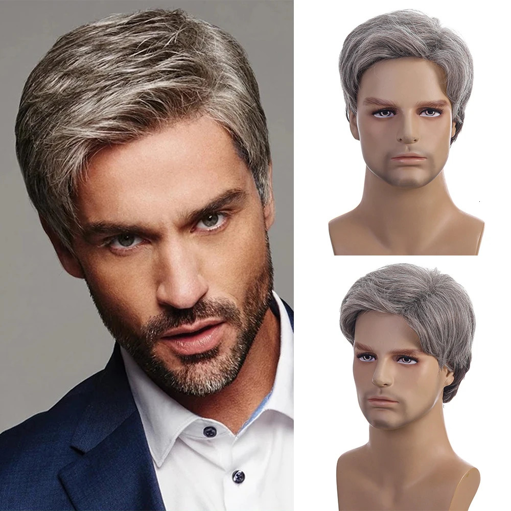 Mens Brown Wigs Natural Fluffy Layered Synthetic Hair For Men Male Halloween Daily Use Wig 241213