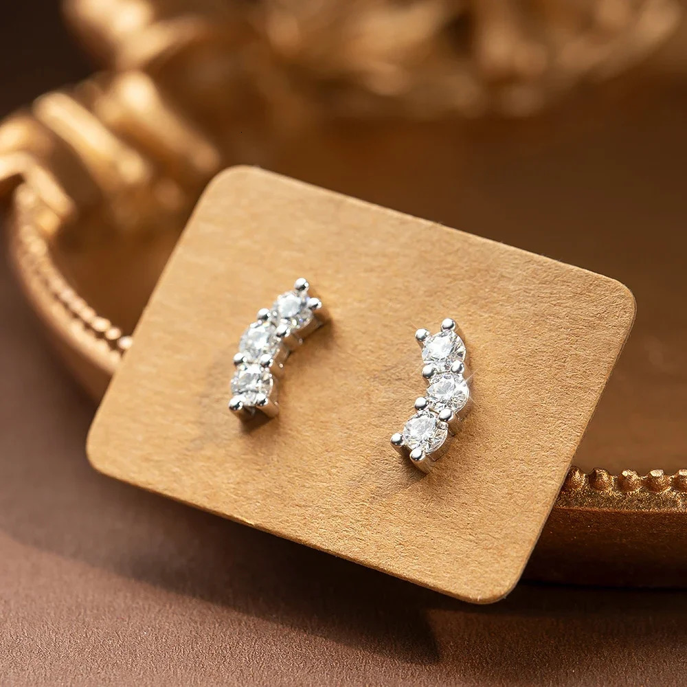 Halaile D Color 3MM Full S925 Sterling Silver Stud Earrings with GRA Classic Fine Jewelry Womens Dainty Trendy Gift 241214