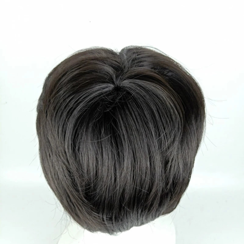 Mens Synthetic Fluffy Short Wig with Middle Parted Bangs Heat-resistant High Temperature Fiber Black DIY Styling Wig for Men 241213