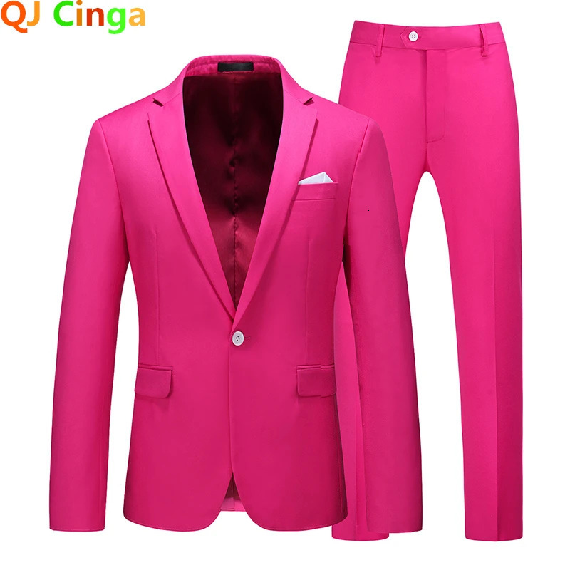 Red Formal Suit 2 Piece Sets for Men Wedding Party Dress Coat and Pants Big Size Terno Masculino Black White Blue Costume Homme 241211