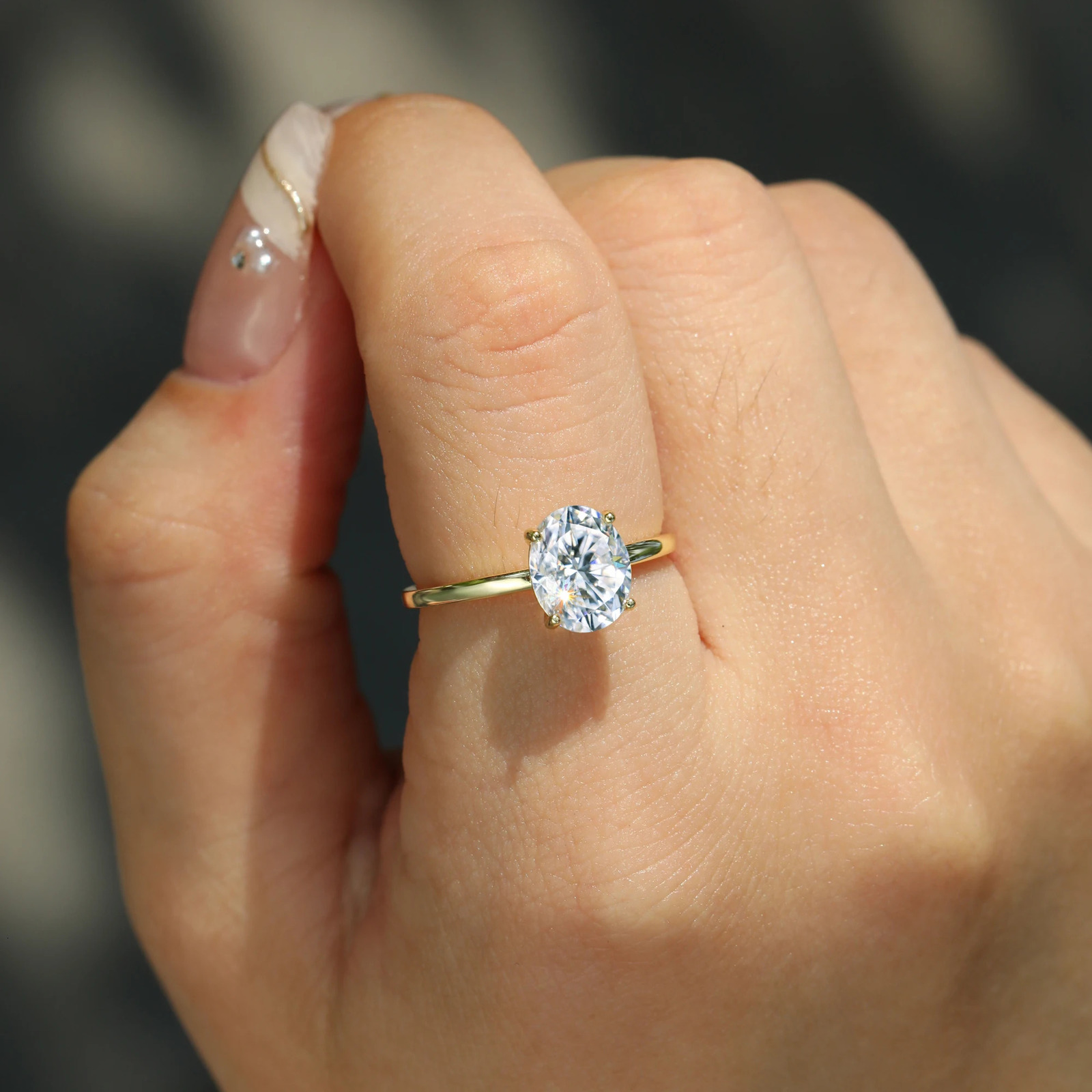 Simple 1ct 2ct 3ct Ring 925 Sterling Silver Ring For Women Oval Cut Solitaire Gold Plated Jewelry with Certificates 241214
