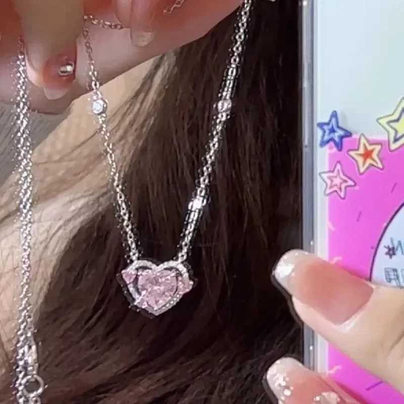 Shining Pink Rhinestone Heart Bracelet Girls Y2K Fairy Delicate Elegant Adjustable Bracelet Women Party Fashion Jewelry GiftXJ241214