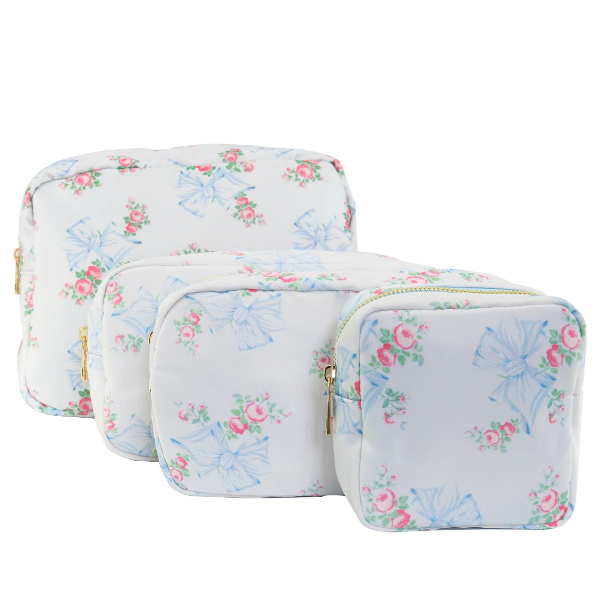 Printed Bow Waterproof Nylon Travel Makeup Bag Makeup Bag 241212