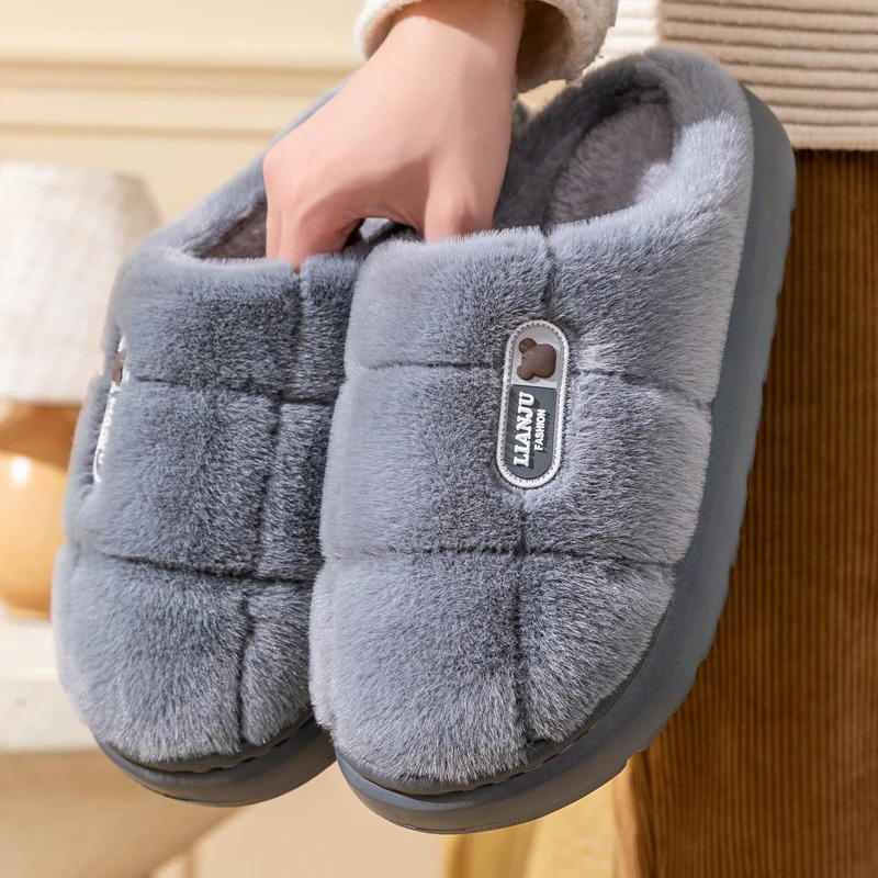 Unisex Extra Large Size Winter Warm Fluffy Slippers Soft Nonslip Slides For Men Women Indoor Mule Flat Home Cotton Shoes 241214