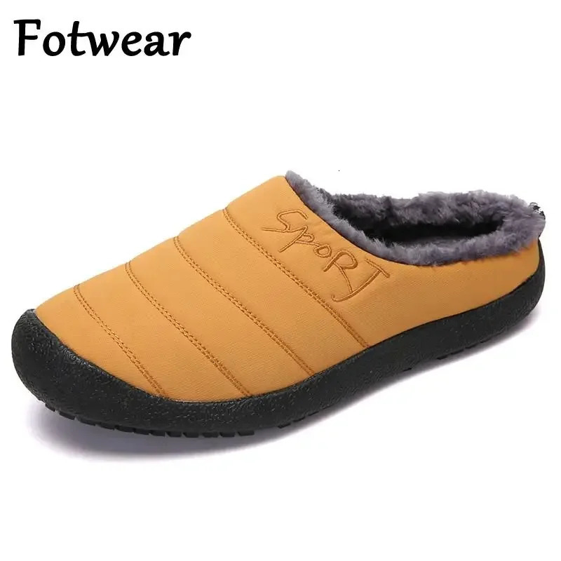 Winter Home Men Slippers With Thick Plush Indoor Mens Fur Slides Plus Size 47 Warm Bedroom Shoes House Slipper Male 241214