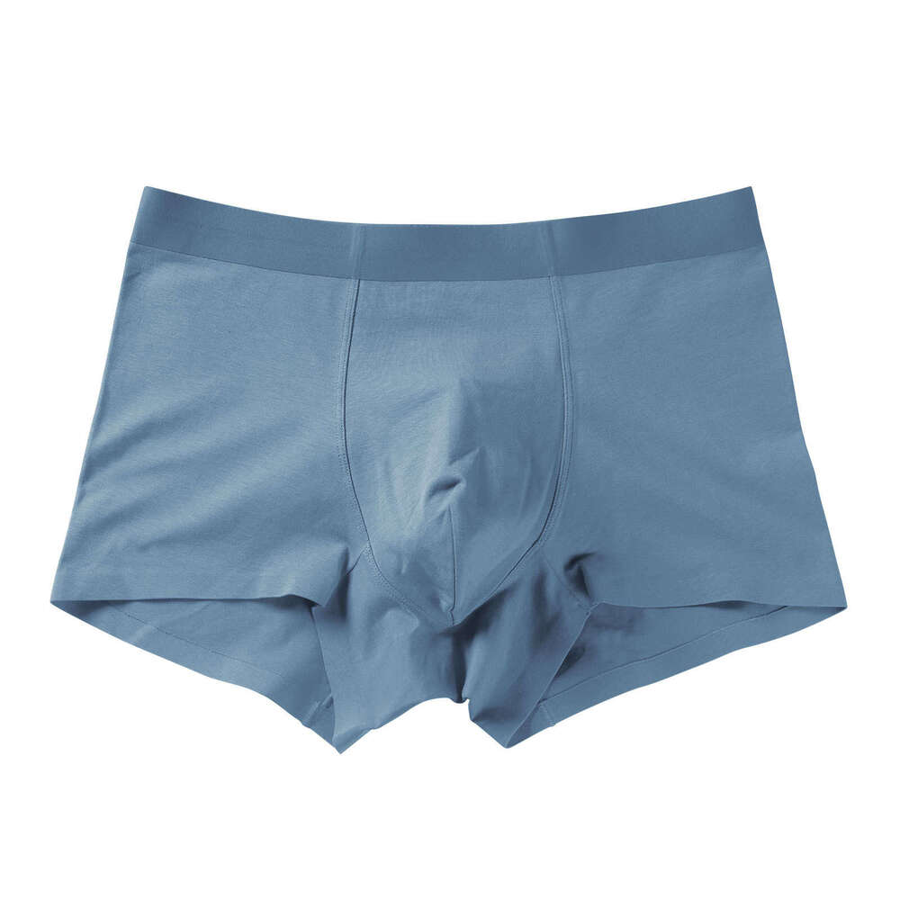 Men's Seamless Solid Color Underwear, Pure Cotton Mid Rise Breathable Flat Pants, Men's Red Four Corner Pants