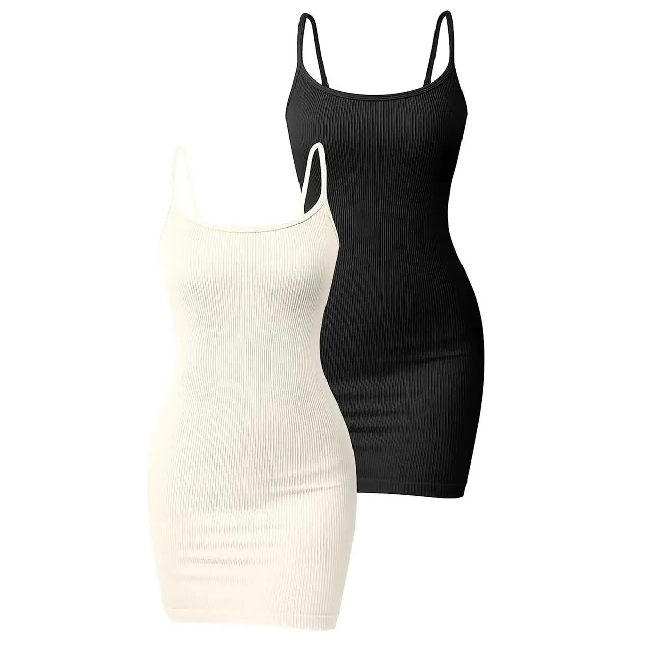 Womens Camisol Dress Italian Ribbed Knitted Body Mini Hip Wrap Solid Color Sexy Fashion Casual Edition 2024 241212