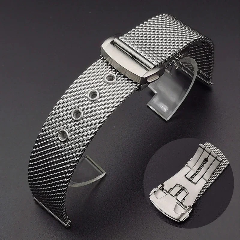 Mesh Stainless Steel Strap 20mm 22mm for Omega 007 Diver 300 Watch Band Men Metal Folding Buckle Watchband Bracelet 241213