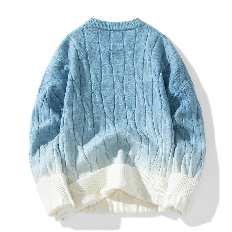 Korean Knitwear Loose Chunky Twist Knit Pullover Round Neck Sweater Autumn Winter Warm Couple Sweaters Tops 241209