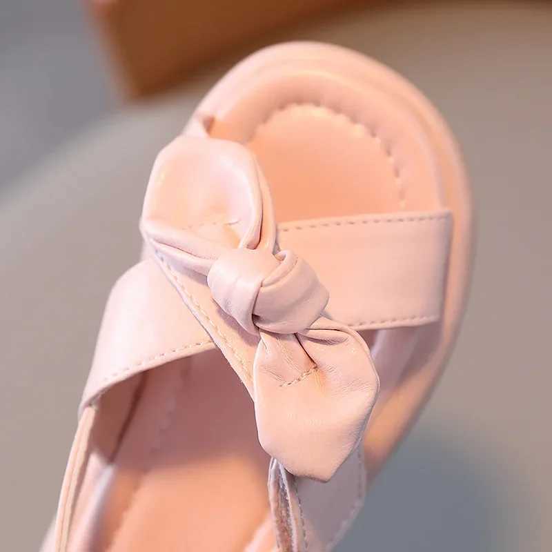 Sandals Children Shoes Girls Nice Princess Shoes Fashion Girls Sandals Kids Cross-tied Shoes Slides Bowknot Summer Girls Sandals H05133 H241213