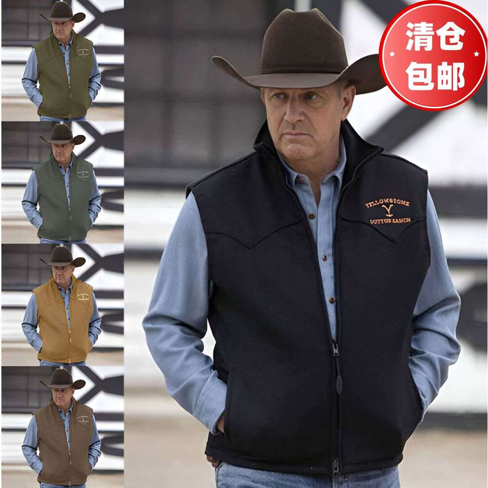 New Western Style Men's Coat With Embroidered Pattern Casual Vest That Can Be Worn All Seasons In Europe And America