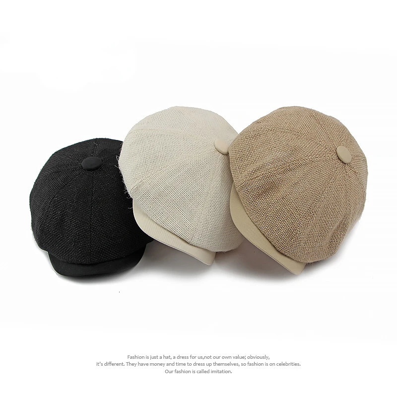 Jute Linen Berets Hats for Men Summer Breathable sboy Caps Boina Hombre Gatsby Hat Women Gorras Para Mujer Flat Cap 241214