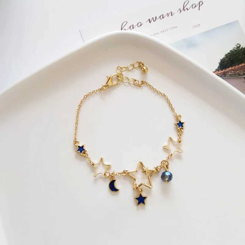 Fashion Simple Star And Moon Zircon Bracelet For Women Girls Adjustable Link Chain Bracelet Jewelry Party Gifts Wholesale 1PCXJ250109